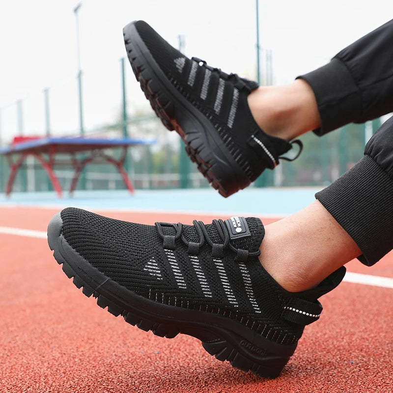 2025 Men's Running Shoes Knitted Mesh Breathable Fashion Casual Sports Shoes Comfortable Fitness Lightweight Men's Casual Shoes
