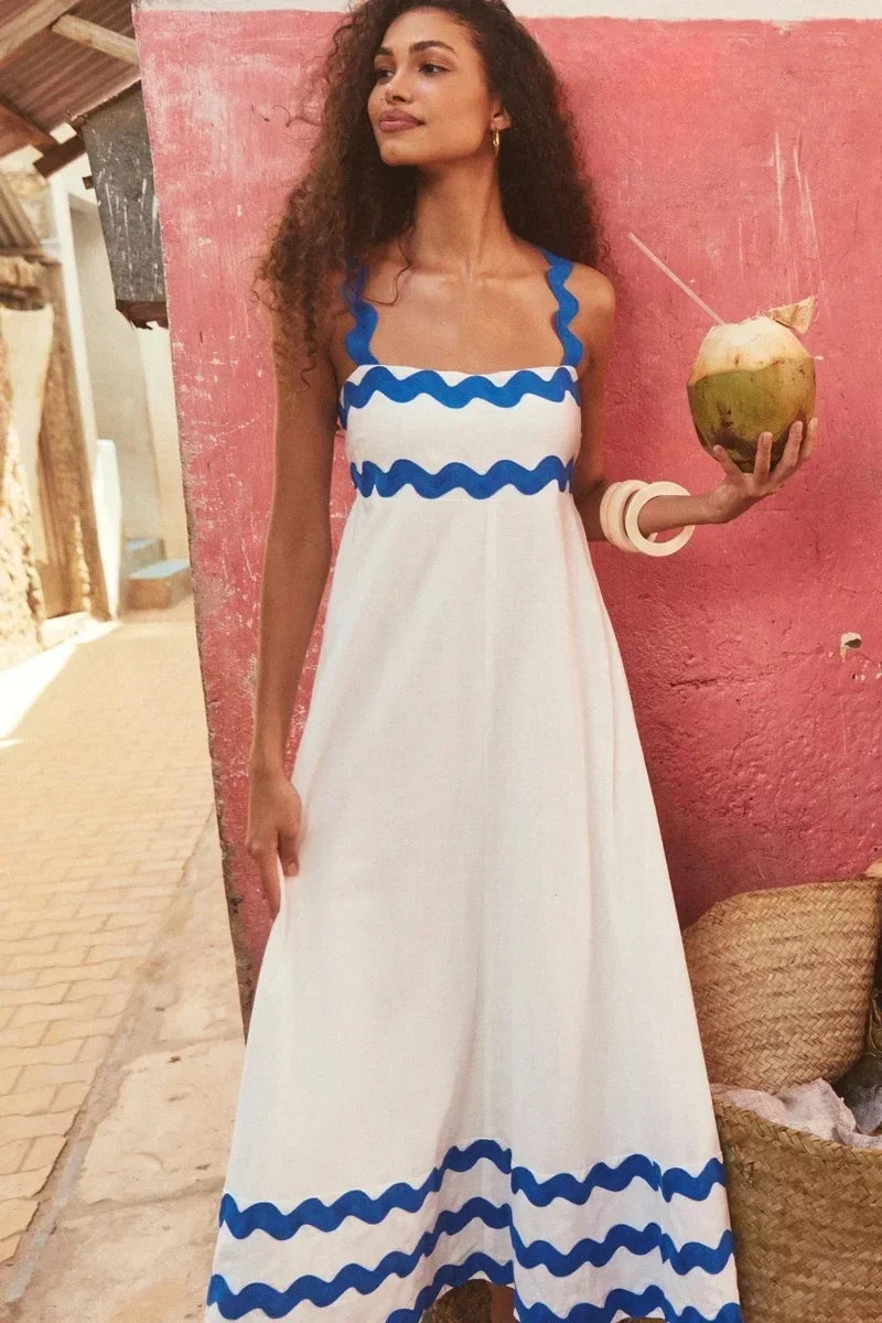 EuroWave Eleganza Dress – Summer 2025 A-Line Printed Maxi