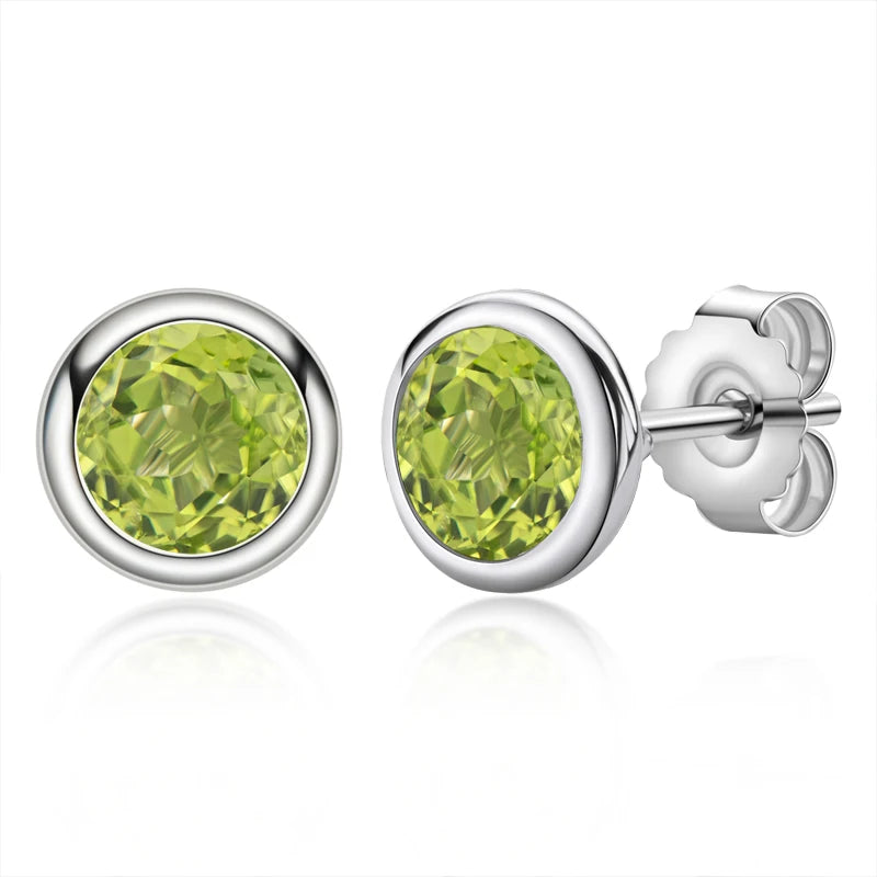 Lnngy Natural Colorful Gemstones Stud Earring for Women pendientes plata 925 Sterling Silver Earrings Daily Jewelry Gift