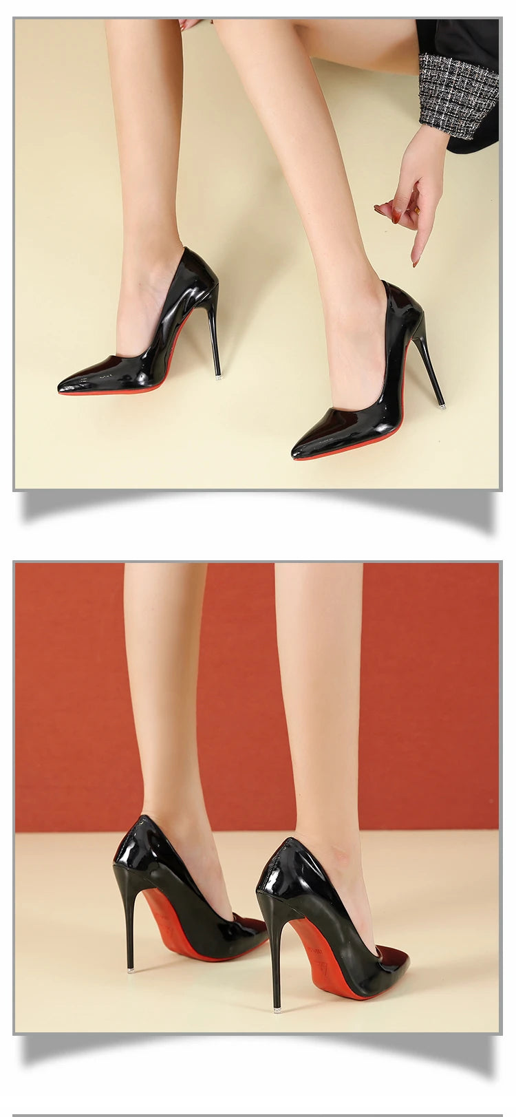 Temperament 12cm Super High Thin Heels Shoes Women Pumps Pointed Toe Colorful Patent Leather Stiletto Wedding Shoe Size 45