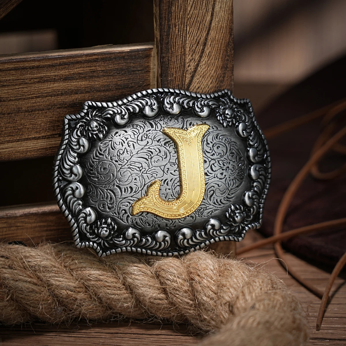 Western Belt Buckle Initial Letters ABCDEFG to Y-Cowboy Rodeo Silver Large Belt Buckle for Men Women