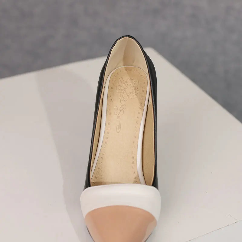 Women’s Mixed Colour Stiletto Pumps – Thin High Heels Pointed Toe Office Shoes