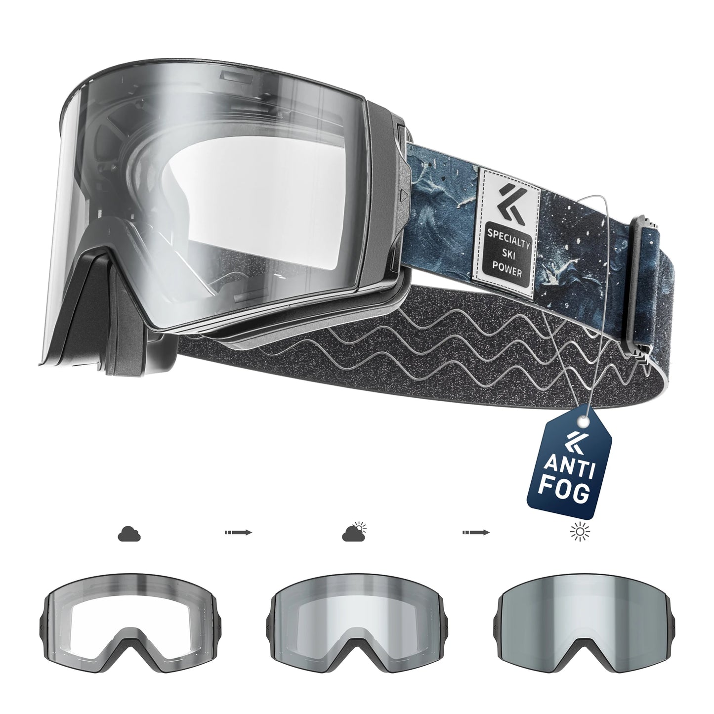 KAPVOE Photochromic Ski Snowboard Mask Goggle Men UV400 Protection Women Glasses Magnetic Attraction Anti-Fog Skiing Goggles