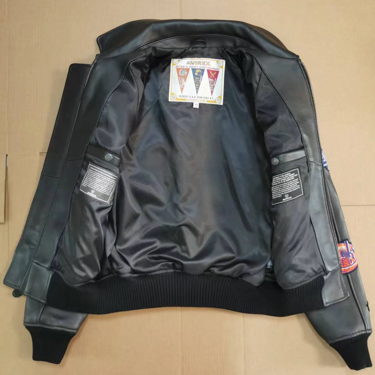 AVIREX 2025 Spring New Colorful Multi Logo Europe Imported Lamb Leather Jacket Men's Trend Sports Casual Genuine Leather coat