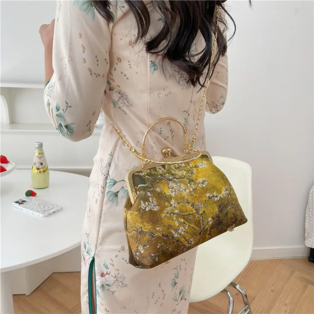 Fashion Chinese Style Banquet Bag Embroidery Pearl Handle Qipao Bag Trendy High Capacity Cosmetic Bag Women