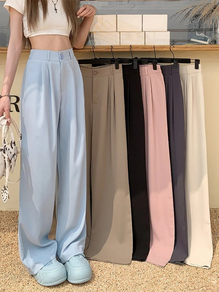 plus Size Women's Casual Wide Leg Pants High Waist Slimming Trousers Versatile Spring Faion Korean Sle Commute Pants