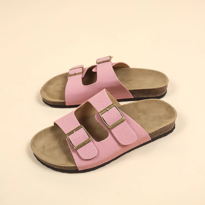 Flat Slippers For Women 2025 New Luxury Men Indoor Bottom Non Slip Cork Slippers Women's Beach Outdoor Home Flip Flops Sandals
