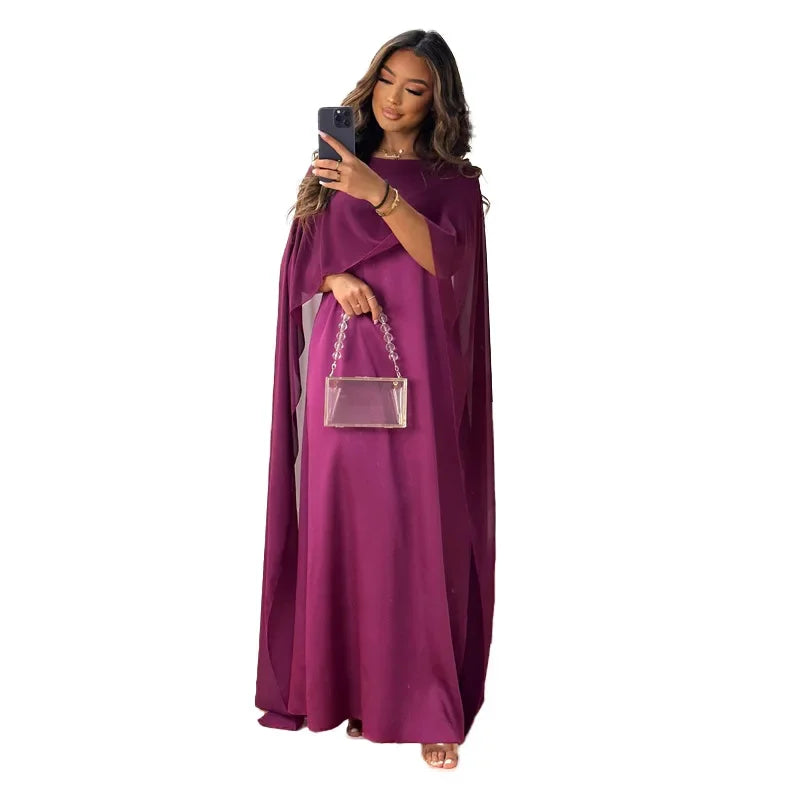 Women Dress Long Dresses Solid Round Neck Full Sleeve Casual Regular Loose Fit Elegant Splice High Waist Vestidos