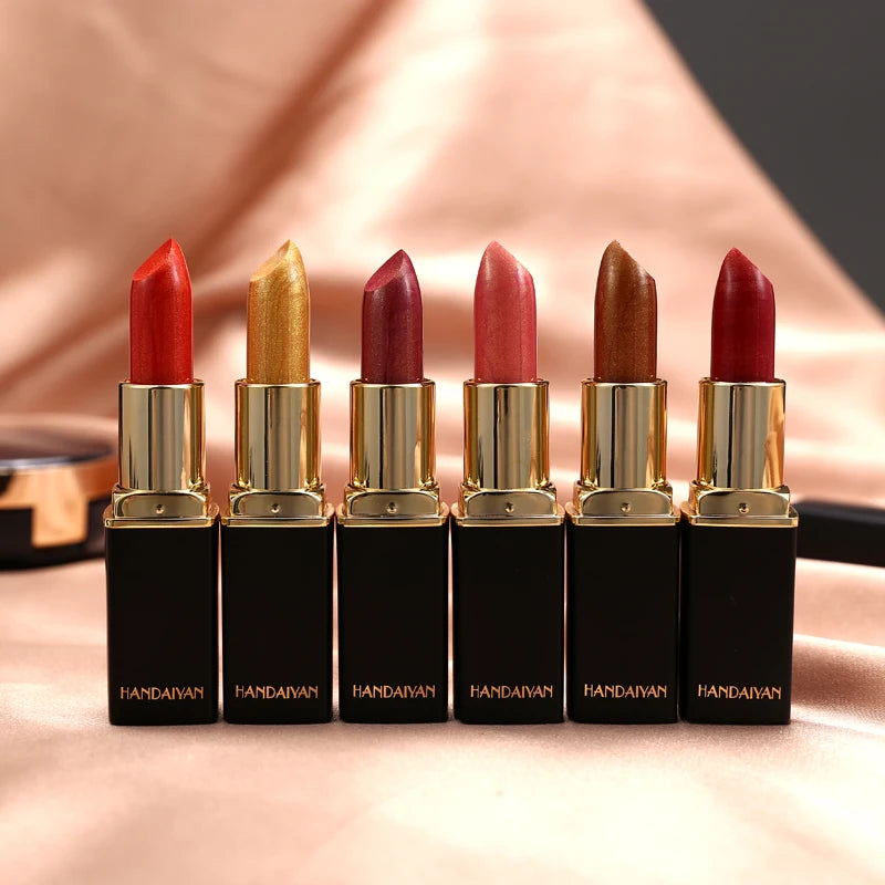Black tube gold shiny lipstick, pearl moisturizing lipstick 9 colors available