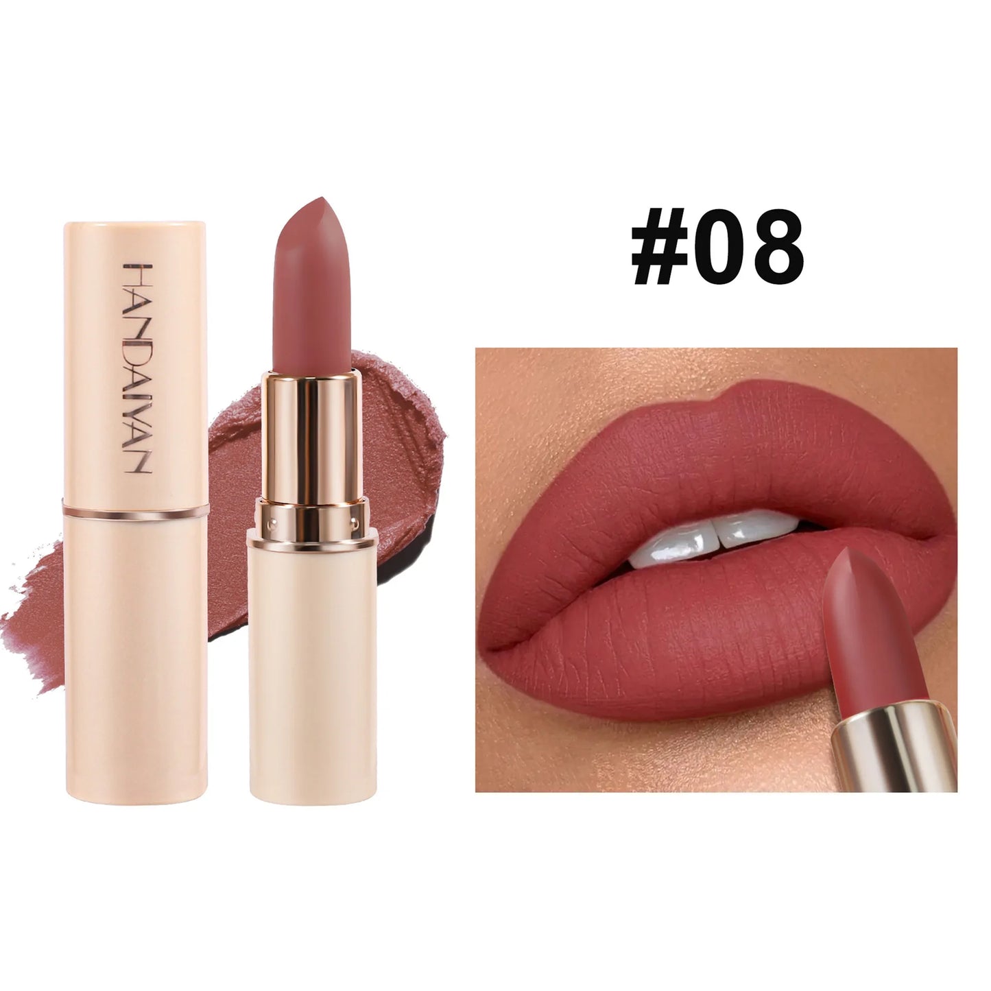8 Colors Deep Red Matte Lipstick Waterproof Non-Stick Velvet Texture Easy Apply Rose Red Lip Makeup Long-Lasting Cosmetics