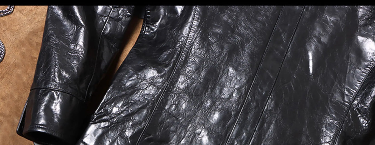 Men's Italian Goat Skin Leather Shirt Jacket – Slim Fit Vegetable Tanned Casual Coat