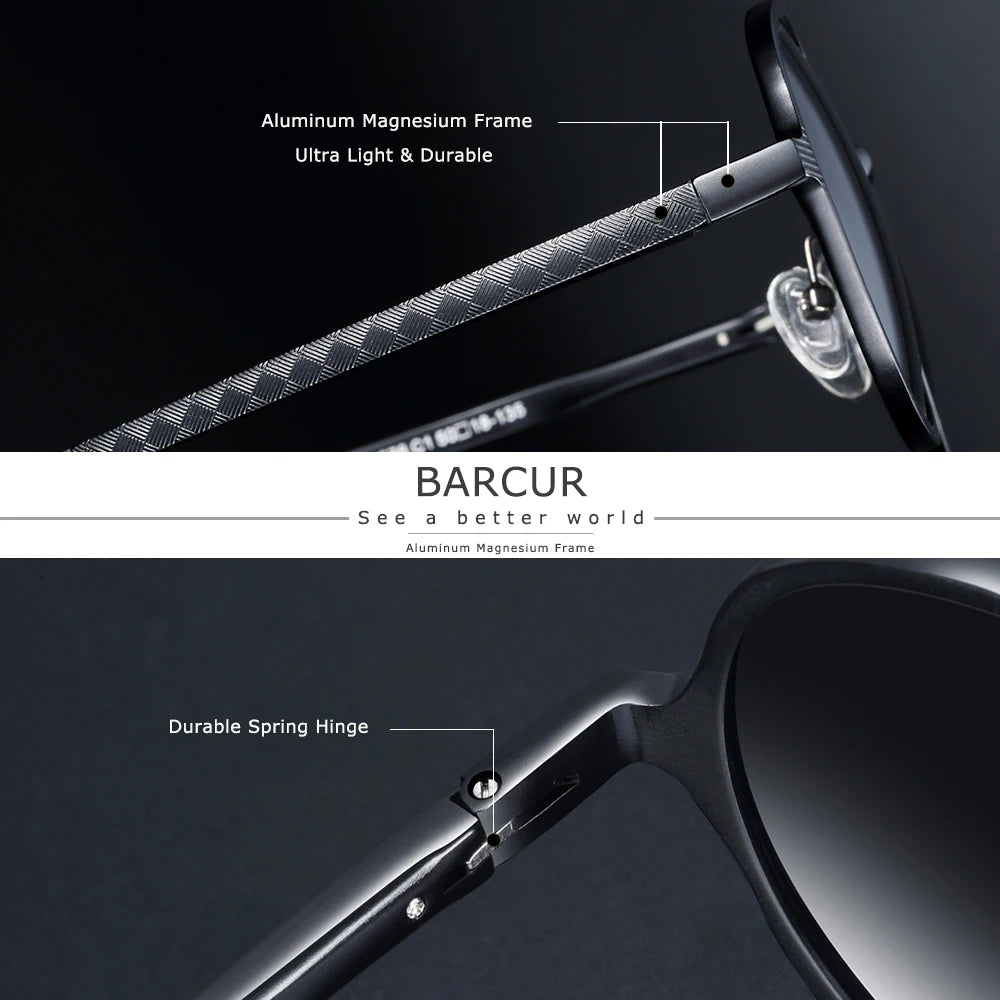 BARCUR Steampunk Polarized Sunglasses Men Light Weight Retro Vintage Women Sun Glasses for Men