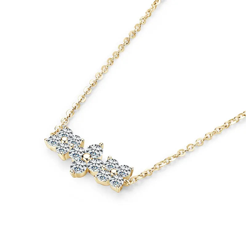 Lnngy Four-leaf Clover Moissanite Earring Pendant Necklace For Women 925 Sterling Silver Stud Earrings Lucky Flower Jewelry