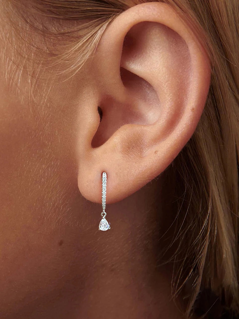 GRA 18K Gold Zircon Water Droplets Hoop Earrings for Women Real 925 Sterling Silver Original High Quality Party Fine Jewelry