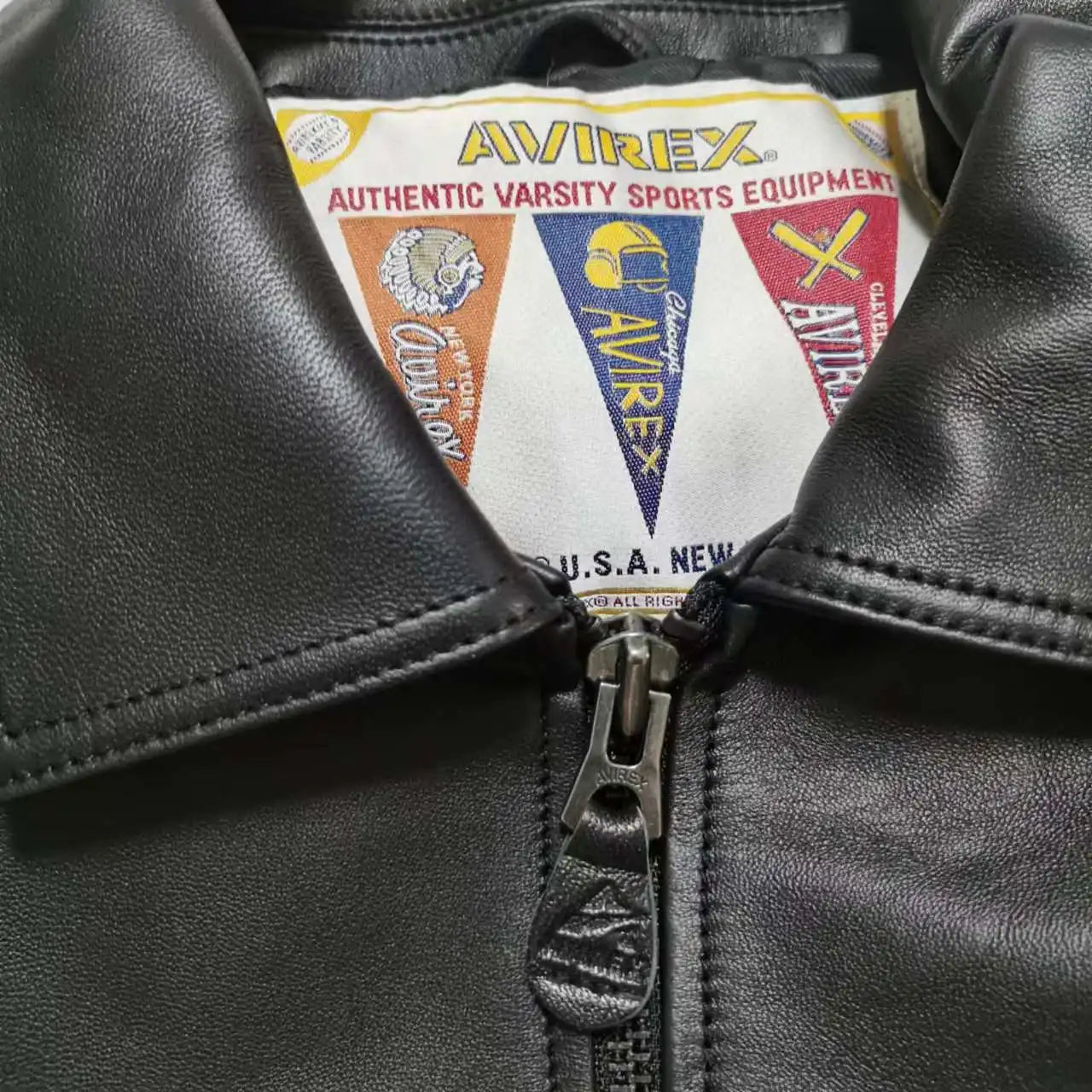 AVIREX High Quality Genuine Sheepskin Coat Men's US Size Classic Varsity Jacket Natural Leather Flight Suit Lapel Outerwear tops