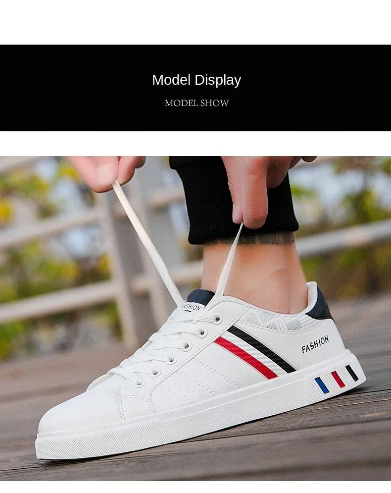 2024 Mens Casual Sneakers New Fashion Lace-up White Shoes Student Comfort Sports Plus Size Vulcanized Shoes Zapatillas De Hombre