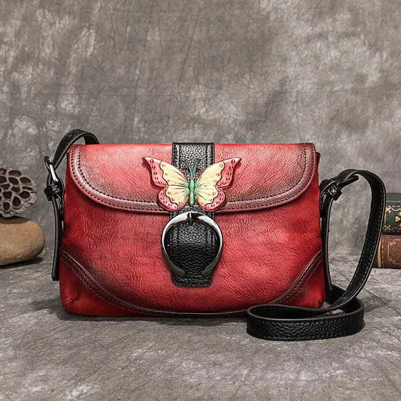 MOTAORA Women Bag Retro Genuine Leather Handbags For Women 2025 New Hand Painted Shoulder Bags Casual Small Messenger Bag Female