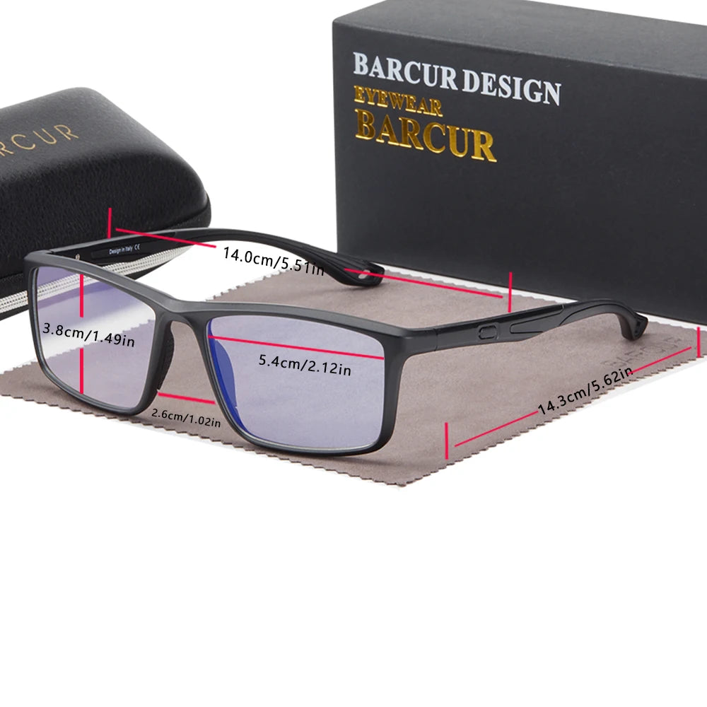 BARCUR Anti-blue Light Reading Glasses TR90 Sport Eyeglasses Fashionable Anti Slip Eyeglass Frame Women Men Computer Glasses