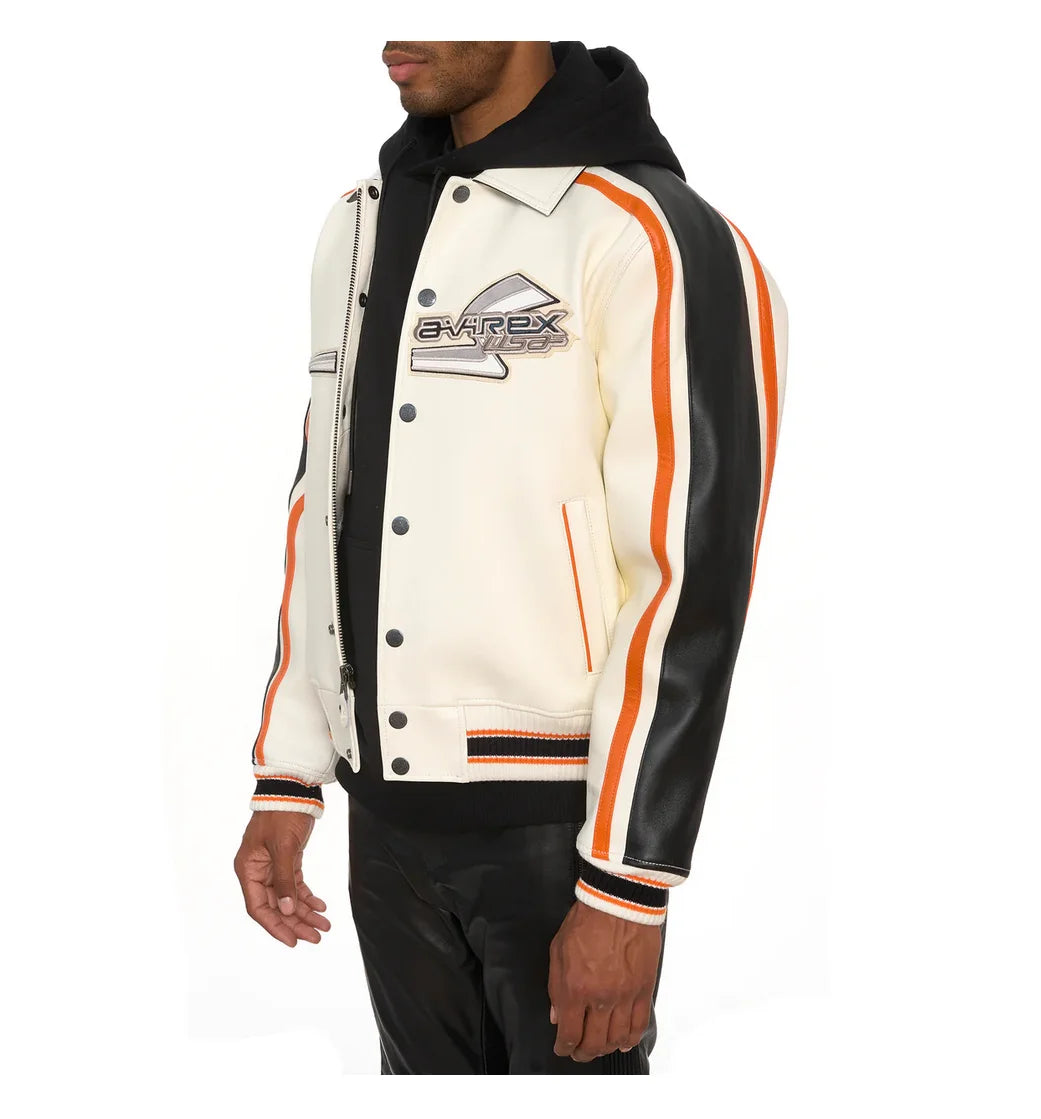 Varsity Jacket Colorblocking Men's Genuine Leather apparel America Size French Sheepskin Autumn Winter Warm Thickness Coat tops