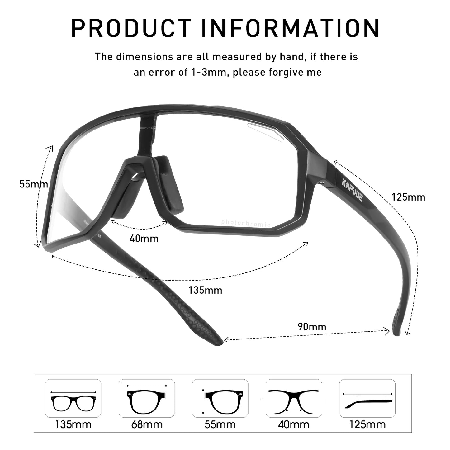 Kapvoe New Anti-fog Photochromic Sunglasses Men Outdoor Anti-fog Cycling Glasses Bicycle Women Bike MTB UV400 Sports Eyewear