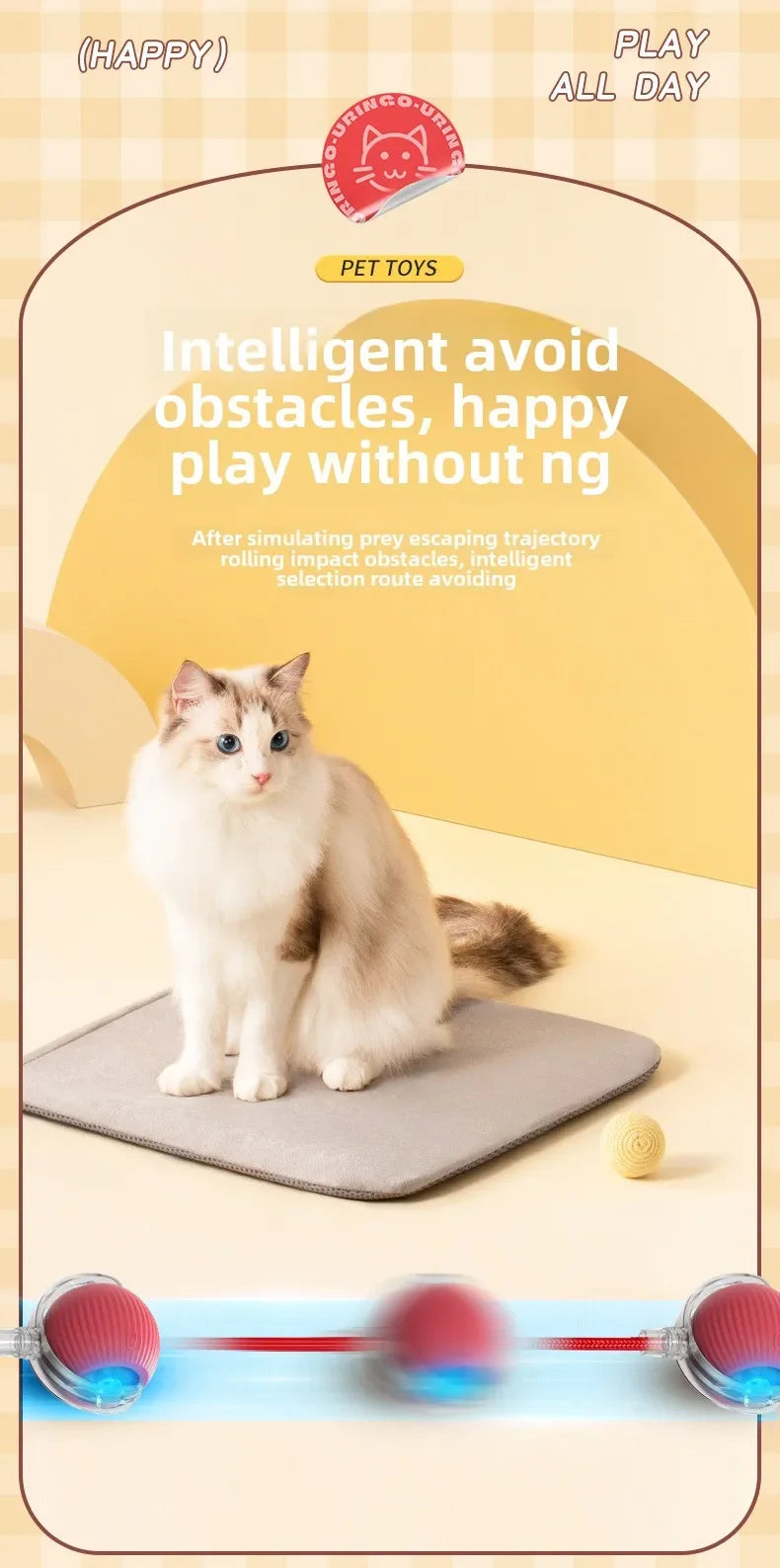 Interactive Dog Toys Rechargeable Pet Interactive Toys Electric Cats Ball Automatic Rolling Fake Tail Ball Dog Cats Toy