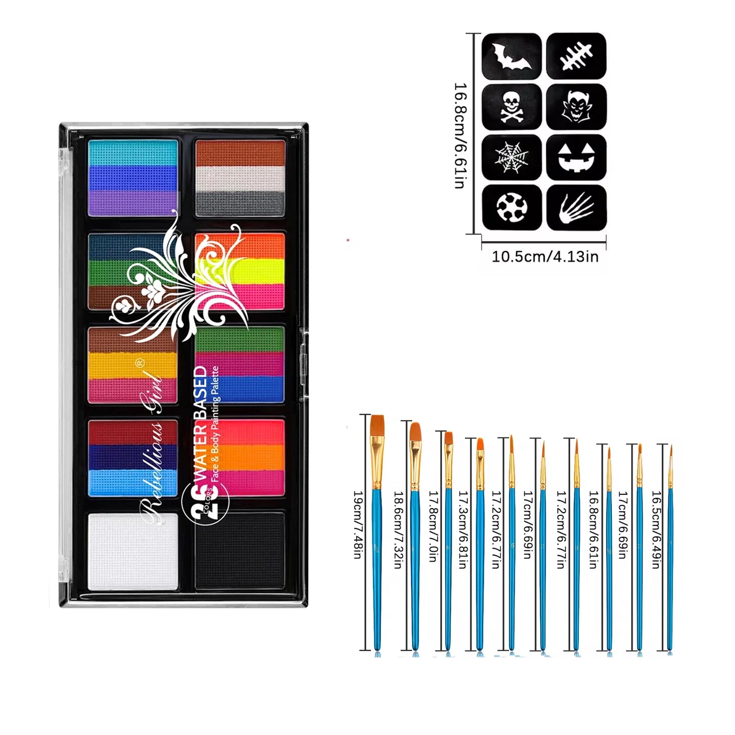 Body Face Painting Kit for Kids Adults,10 Color Face Makeup Palette with Brush,Halloween Carnival Artist Cosplay Art Party