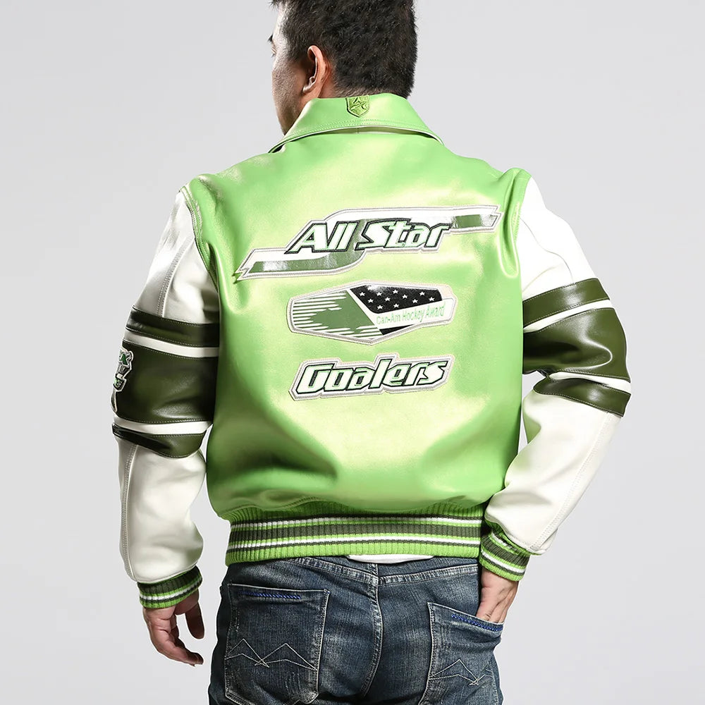 Men's Clothing Genuine Leather Jacket with American Size French Lamb Leather Embroidery Autumn Winter Classic Warm Casual Coat