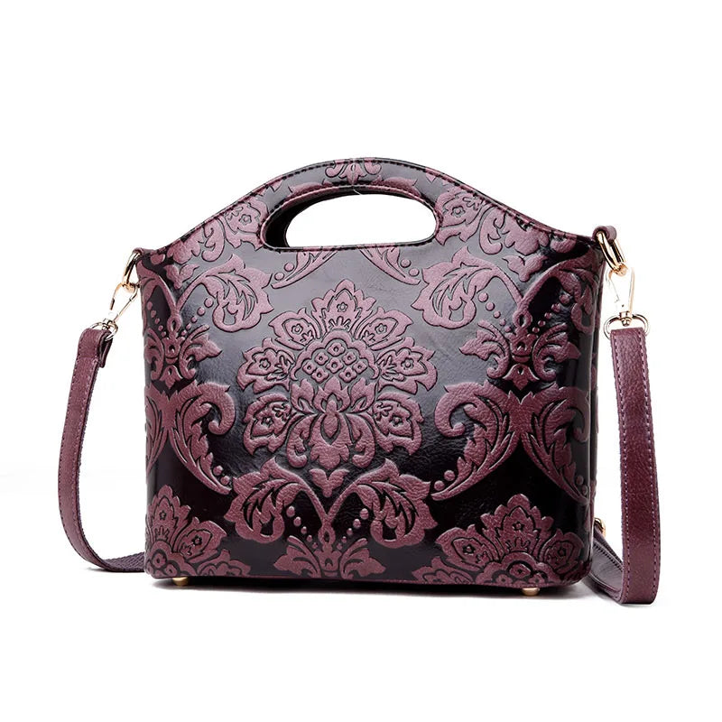 MOTAORA Women Leather Shouder Bag 2025 New High Quality Chinese Style Tote Bags Vintage Embossed Handbag Floral Retro Bag Ladies