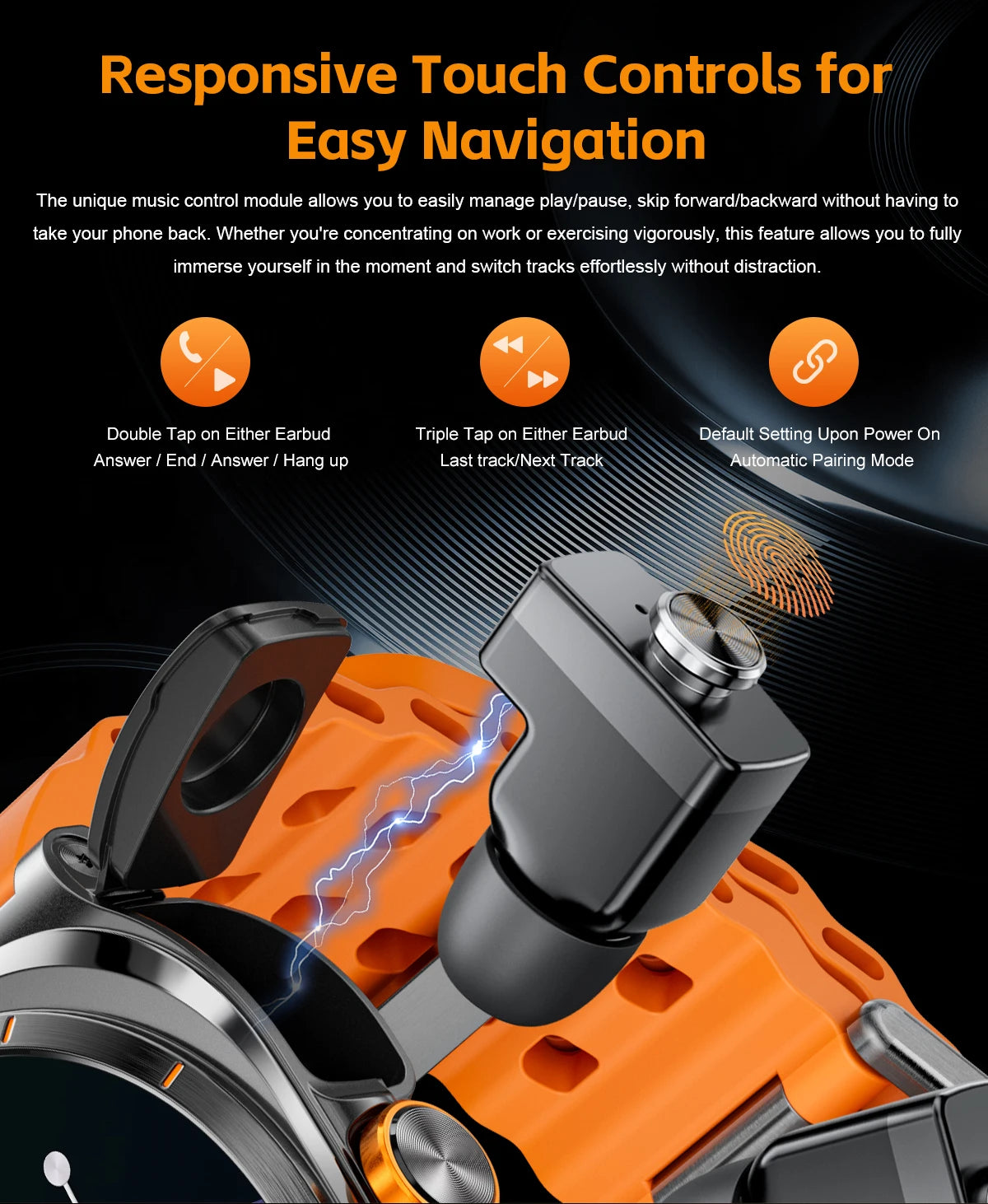 LIGE New Smart Watch With 2 in 1 TWS Wireless Headset Bluetooth Call 1.53" AMOLED Screen 400mAh IP67 Waterproof Sport Smartwatch