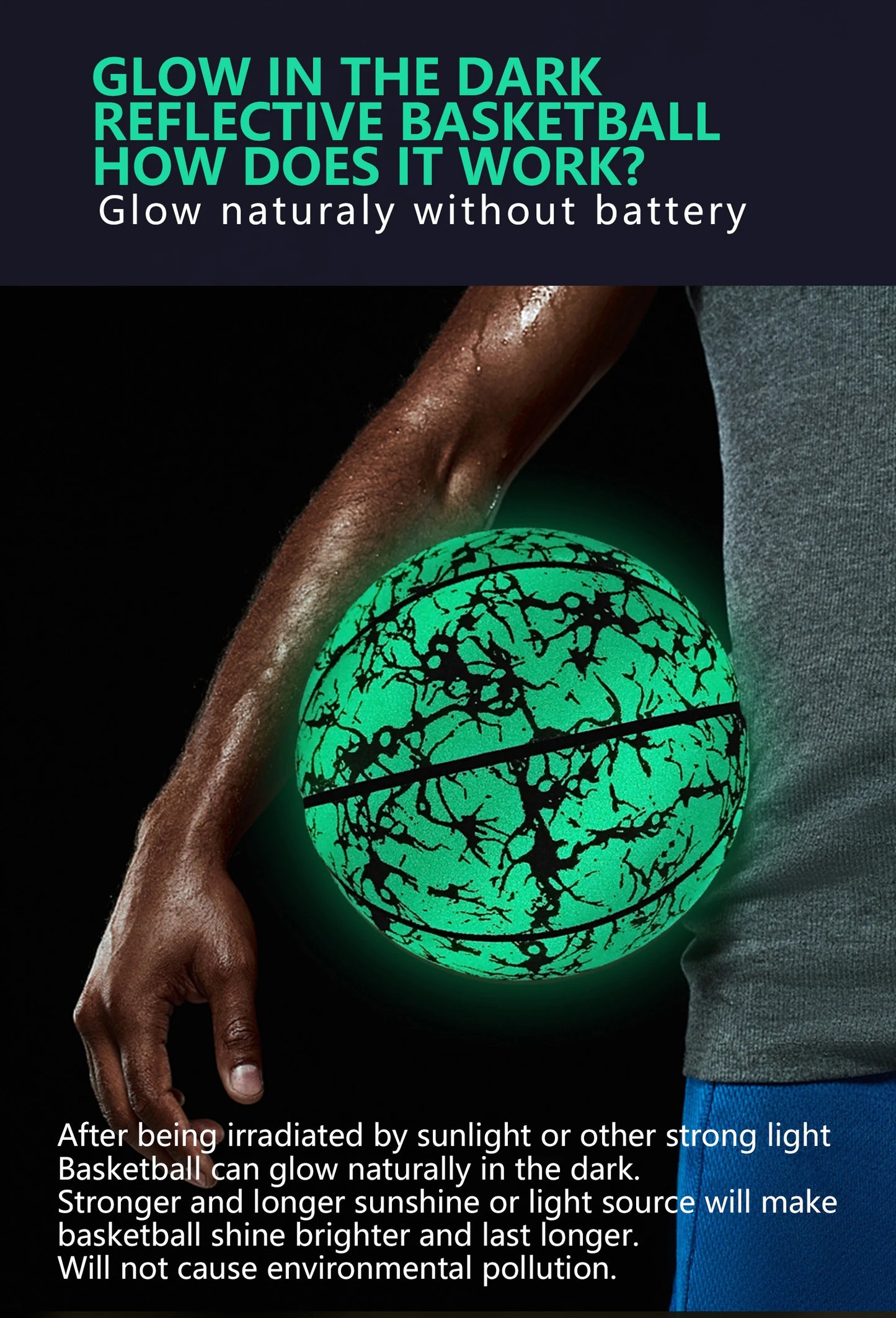Night Use Composite Leather Luminous Size 5 6 7 Basketball For Boys&Girls-Night Ball Game,Glow In The Dark,In&Outdoor Training