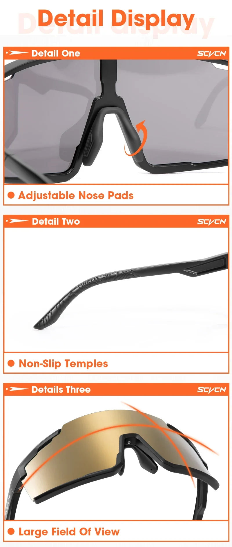 SCVCN-Fashion Sunglasses Cycling Glasses Sports for Men Driving Sun Mountain Bike Road Bicycle Eyewear Goggles MTB UV400