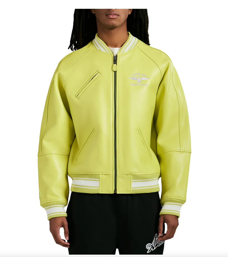 Avirex STADIUM JACKET varsity jacket in 100% antique European lamb leather Men's Spring 2025 New Leather Baseball Jersey coats