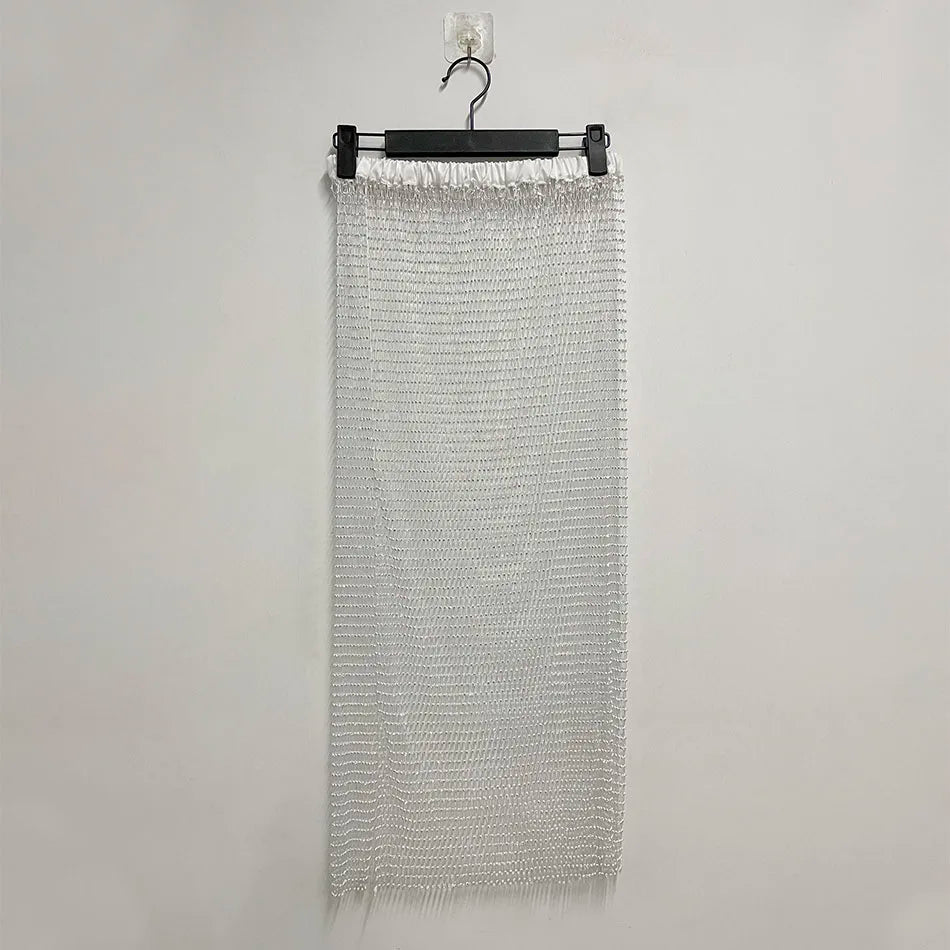 Shiny Crystal Mesh Hollow Split Loose Skirt – Sexy Rhinestone Party Skirt