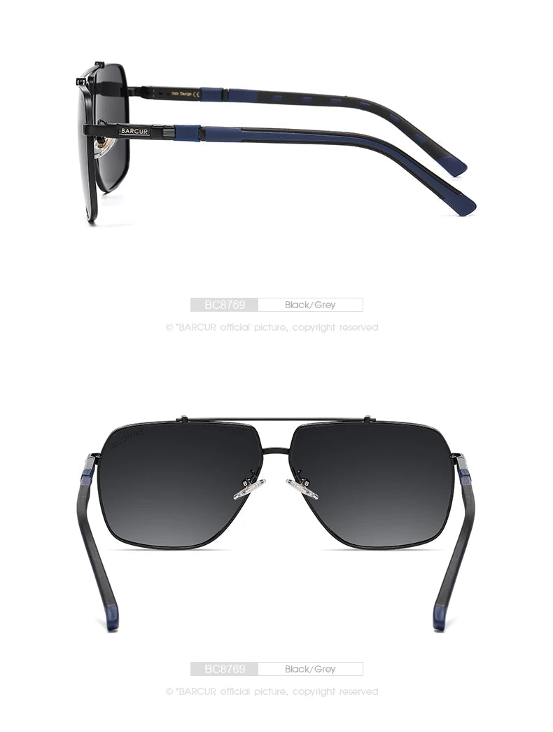 BARCUR Square Mens Sunglasses Polarized Driving Gradient Sun Glasses for Men UV400 Shades Eyewear Oculos Gafas De Sol