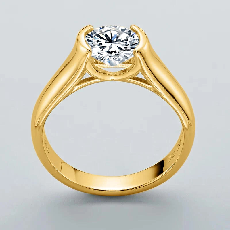 IOGOU 18K Gold Plated Engagement Rings 8mm 2.0carat D Color VVS1 Moissanite Diamond Rings for Women Men 100% Silver 925 Jewelry
