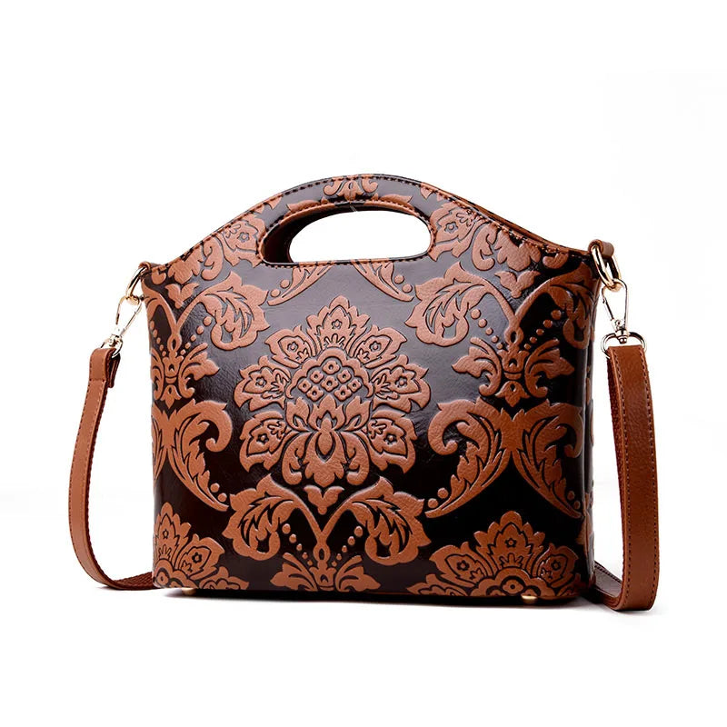 MOTAORA Women Leather Shouder Bag 2025 New High Quality Chinese Style Tote Bags Vintage Embossed Handbag Floral Retro Bag Ladies