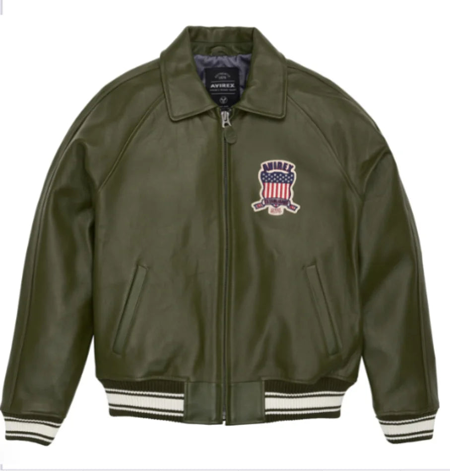 AVIREX new listing leather flight suit jacket French sheepskin men's fat plus size loose version of the casual spring coat