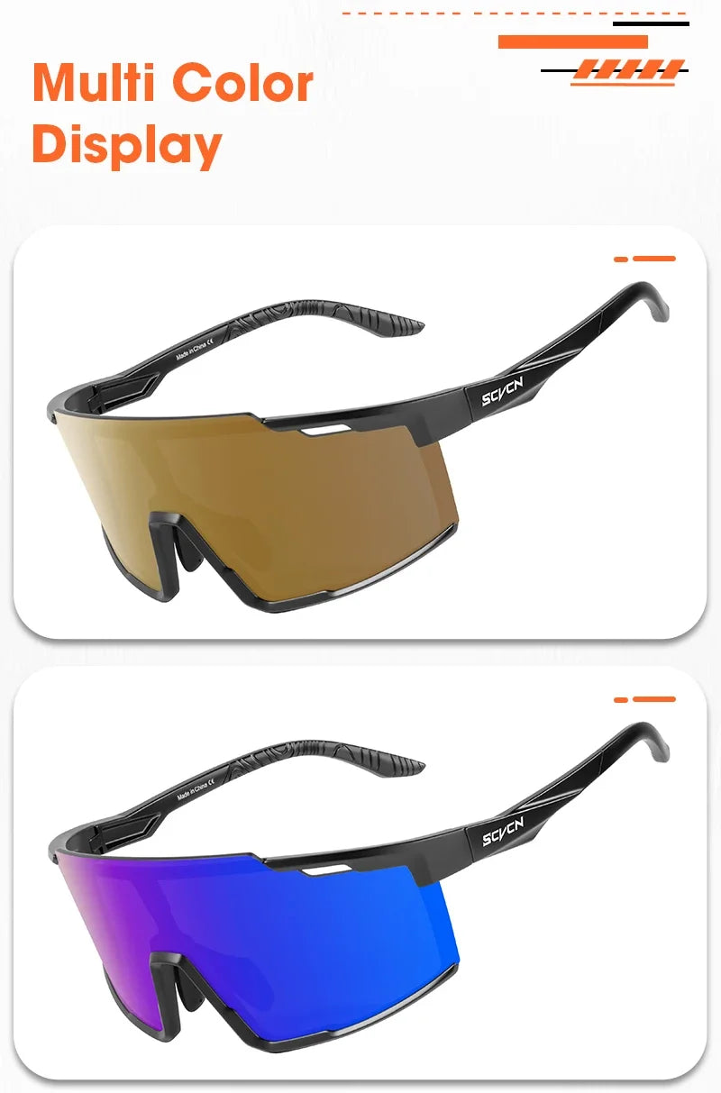 SCVCN-Fashion Sunglasses Cycling Glasses Sports for Men Driving Sun Mountain Bike Road Bicycle Eyewear Goggles MTB UV400