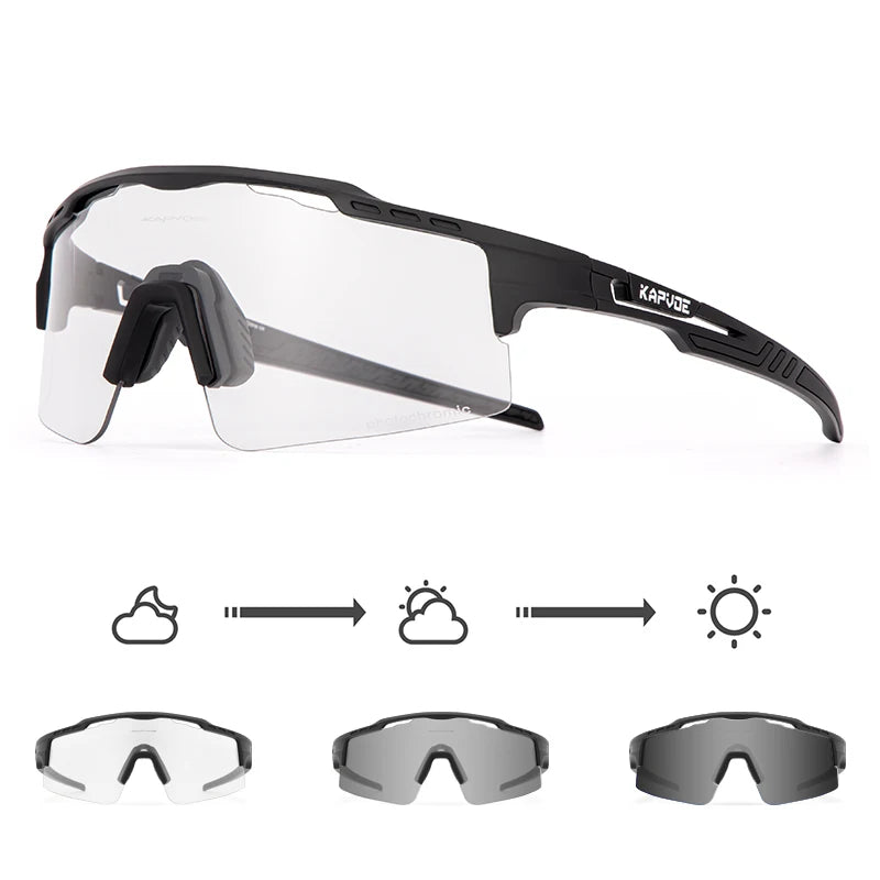 KAPVOE Photochromic Cycling Glasses Outdoor Sports Sunglasses for Man Bicycle Eyewear MTB Cycling Women Road Bike UV400 Goggles