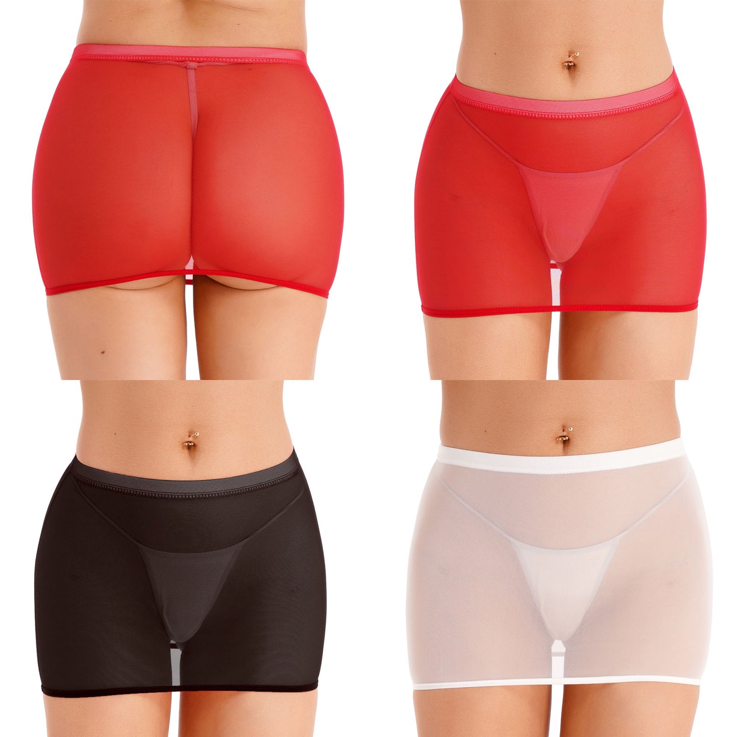 Women Sexy Night Club Pencil Skirts Solid Low Rise Stretchy Transparent Temptation Mini Micro Skirt Tight Package Hip Underskirt