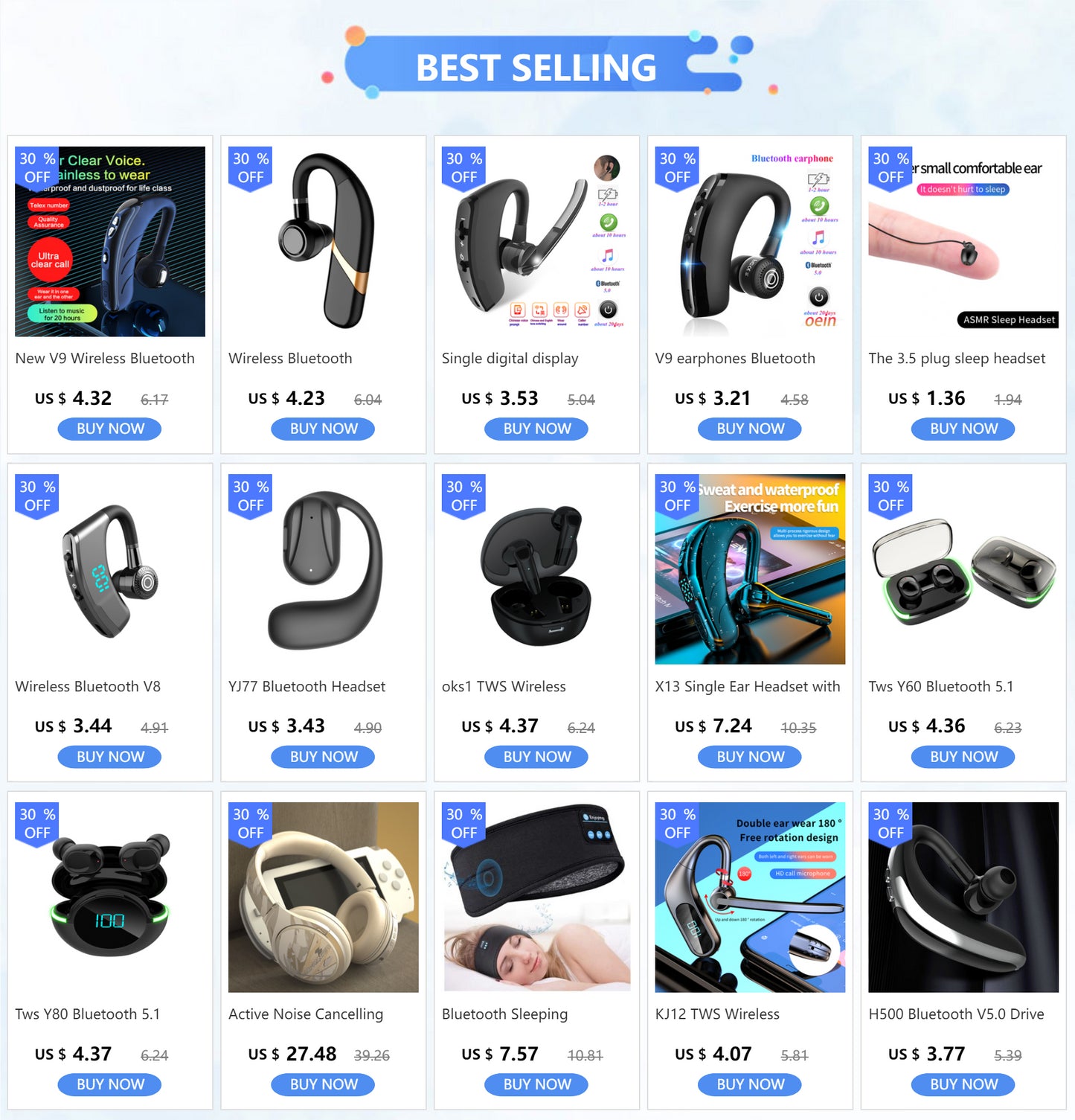 V9 earphones Bluetooth headphones Handsfree wireless headset Business headset Drive Call Sports earphones for iphone Samsung