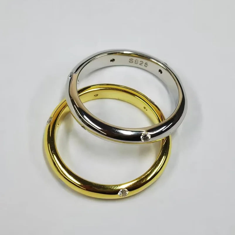 Lnngy 1.6mm Moissanite Diamond Rings Certified 925 Sterling Silver Marriage Ring For Women Couples Wedding Bands Jewelry Gift