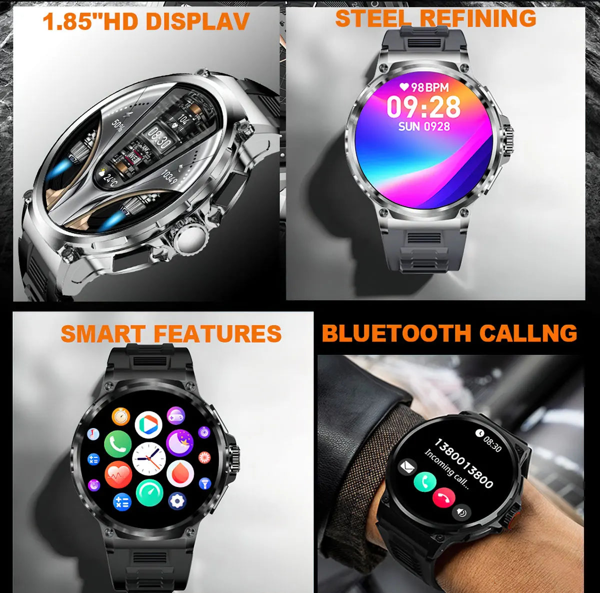 2025 New 1.85-Inch Ultra HD Smart Watch Men GPS Track Bluetooth Call 710 mAh Large Battery 400+Dial Smartwatch For Huawei Xiaomi