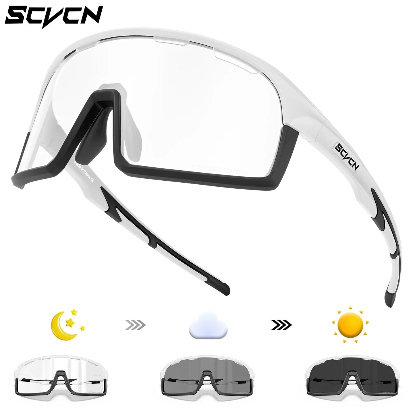 Scvcn Red Photochromic Sunglasses Cycling Blue Outdoor Sports Bike Glasses Man MTB Fishing Glasses Eyewear Bicycle Goggles UV400