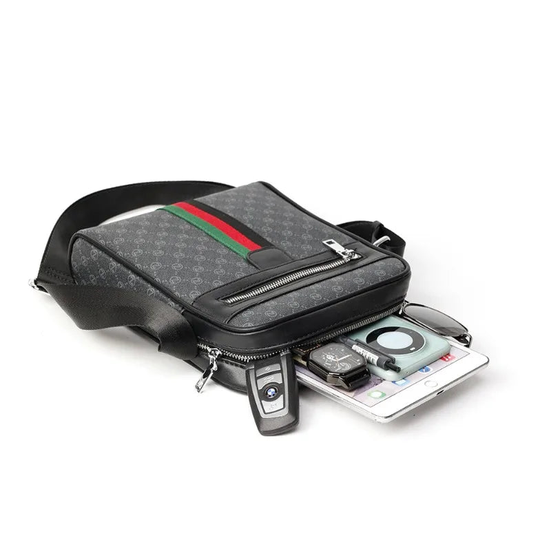 Square Crossbody Bag – Men's Luxury Plaid Letter Print Sling Messenger Bag