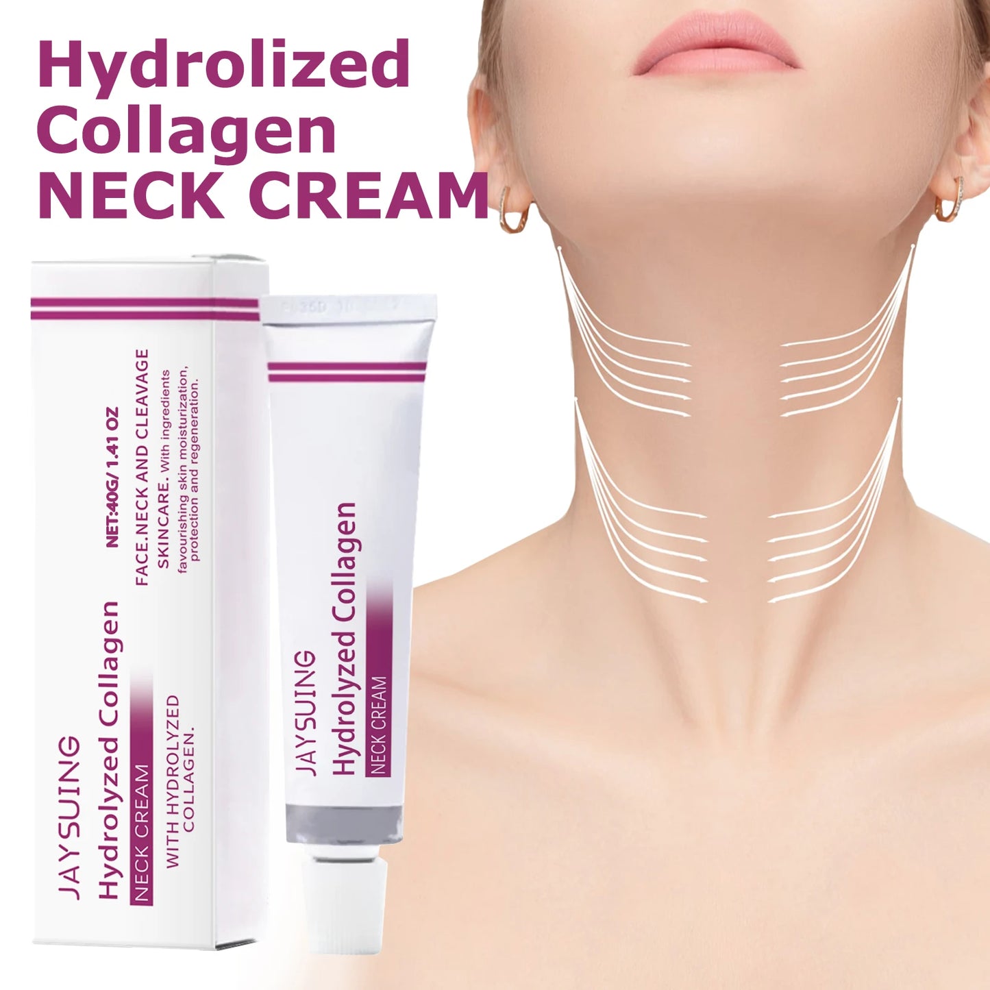 Hydrolyzed Collagen Neck Cream Eliminate Neck Fine Lines Firming Lifting Neck Remove Double Chin Rejuvenation Cream SkinCare