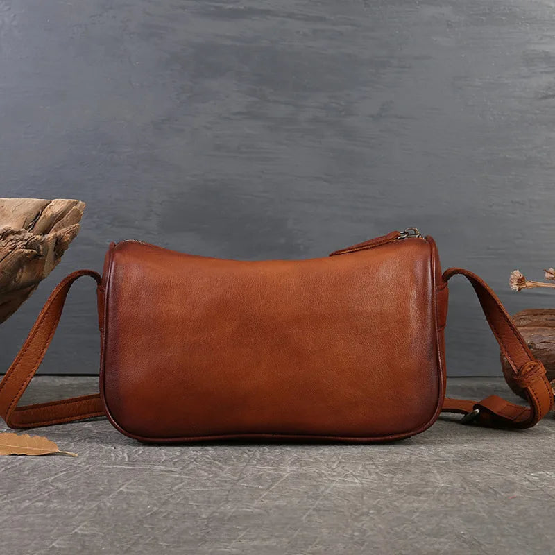 MOTAORA New Handmade Small Cowhide Shoulder Pillow Bag Women Genuine Leather Handbag Purse Retro Genuine Leather Crossbody Bags