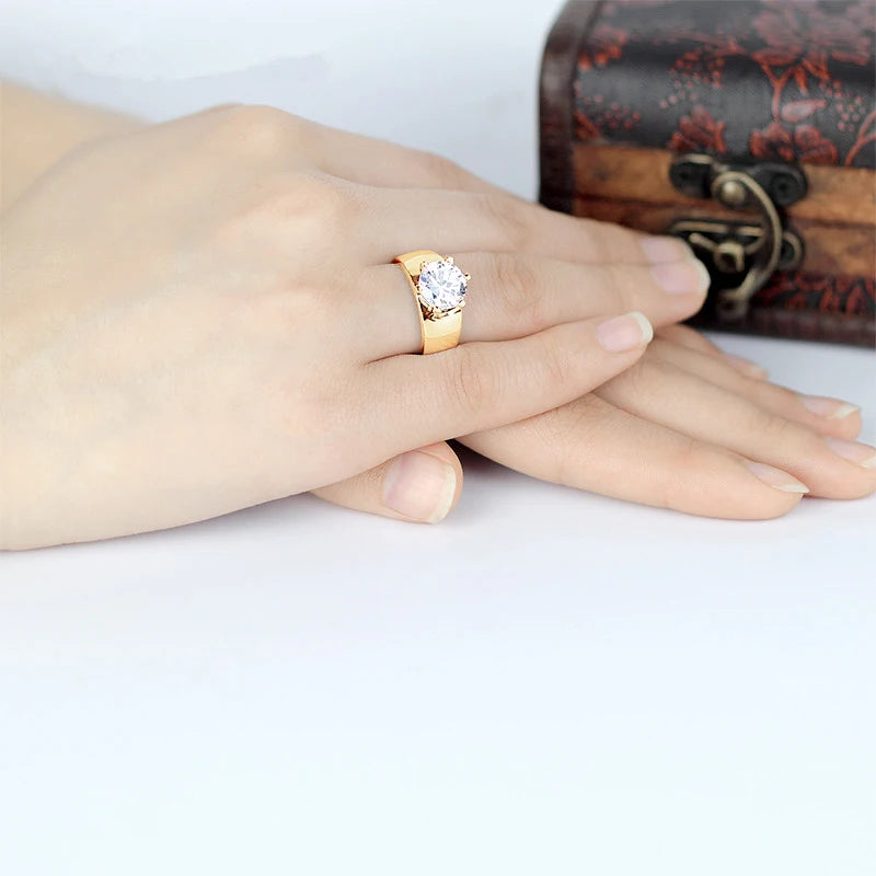 Lnngy Certified 10K Real Gold Moissanite Ring With GRA for Women 9MM 3.0 Carat Lab Created Diamond Solitaire Rings Punk Jewelry