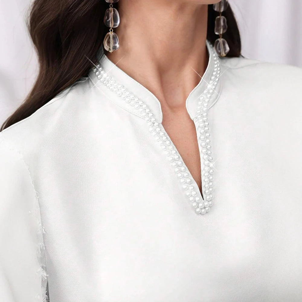 Rafiah Autumn Dresses 2025 Women's Simple Plain Long Sleeve V-Neck Loose Fit Dating Long Arabian Dresses