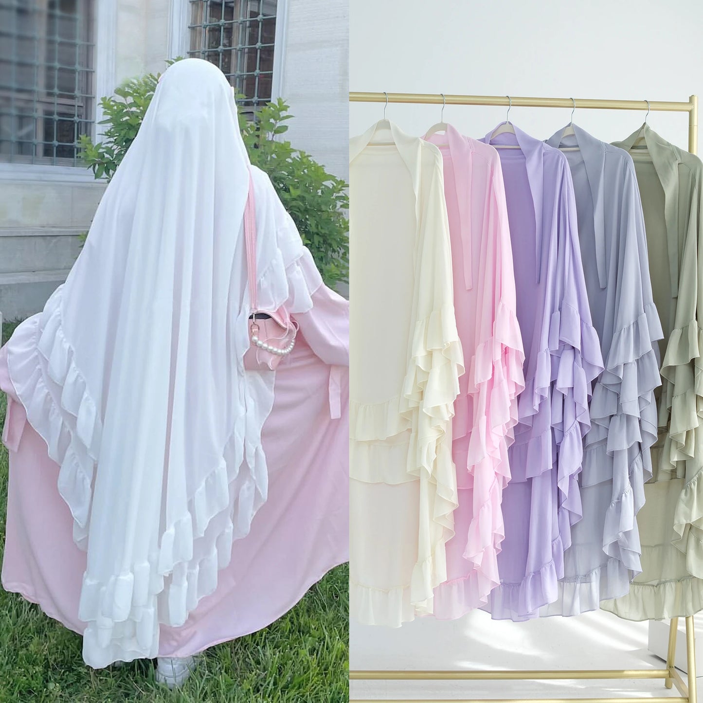 Long Chiffon Khimar Abaya Niqab Muslim Maxi Hijab for Women – Elegant Islamic Prayer & Ceremonial Clothing